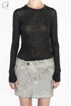 BORIS BIDJAN SABERI WLS1 series women's cotton cashmere long-sleeved T-shirt WLS1.MID FTT00001-HEI black